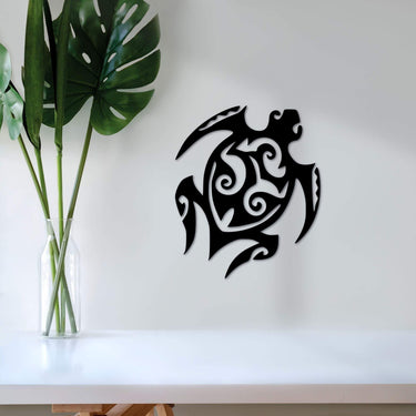 Metal Sea Turtle Wall Art | Hawaiian Decor | Tribal Honu Sign | Beach Decor | Ocean Metal Wall Decor | Bathroom Decor | Kids Room